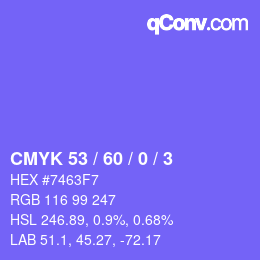 Color code: CMYK 53 / 60 / 0 / 3 | qconv.com