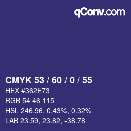 カラーコード: CMYK 53 / 60 / 0 / 55 | qconv.com