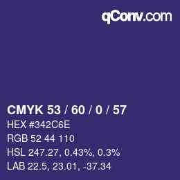 颜色代码: CMYK 53 / 60 / 0 / 57 | qconv.com