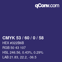 颜色代码: CMYK 53 / 60 / 0 / 58 | qconv.com