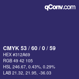 颜色代码: CMYK 53 / 60 / 0 / 59 | qconv.com
