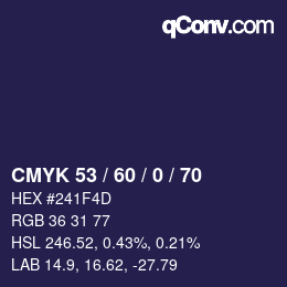 颜色代码: CMYK 53 / 60 / 0 / 70 | qconv.com