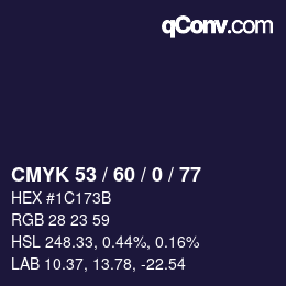 カラーコード: CMYK 53 / 60 / 0 / 77 | qconv.com