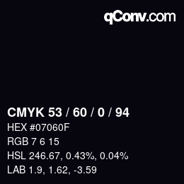 颜色代码: CMYK 53 / 60 / 0 / 94 | qconv.com