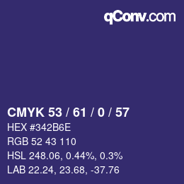 カラーコード: CMYK 53 / 61 / 0 / 57 | qconv.com