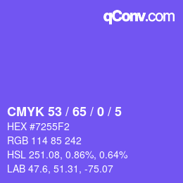颜色代码: CMYK 53 / 65 / 0 / 5 | qconv.com