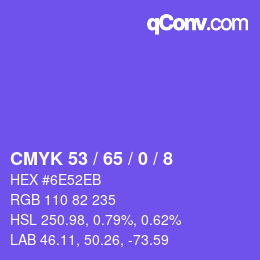 カラーコード: CMYK 53 / 65 / 0 / 8 | qconv.com