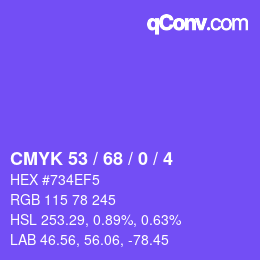 Color code: CMYK 53 / 68 / 0 / 4 | qconv.com