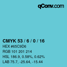 カラーコード: CMYK 53 / 6 / 0 / 16 | qconv.com