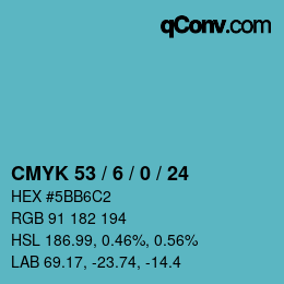 Color code: CMYK 53 / 6 / 0 / 24 | qconv.com
