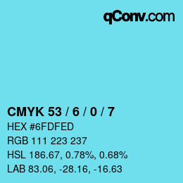 Color code: CMYK 53 / 6 / 0 / 7 | qconv.com