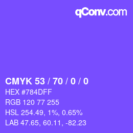 Color code: CMYK 53 / 70 / 0 / 0 | qconv.com