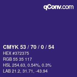 颜色代码: CMYK 53 / 70 / 0 / 54 | qconv.com