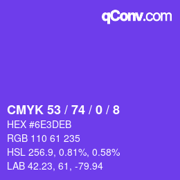 カラーコード: CMYK 53 / 74 / 0 / 8 | qconv.com