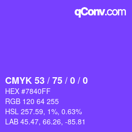 Color code: CMYK 53 / 75 / 0 / 0 | qconv.com