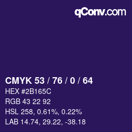 Color code: CMYK 53 / 76 / 0 / 64 | qconv.com