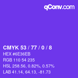 Color code: CMYK 53 / 77 / 0 / 8 | qconv.com