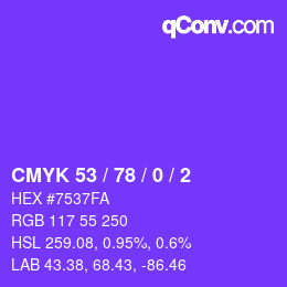 Color code: CMYK 53 / 78 / 0 / 2 | qconv.com