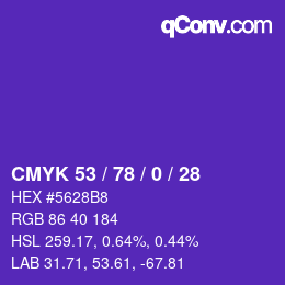颜色代码: CMYK 53 / 78 / 0 / 28 | qconv.com