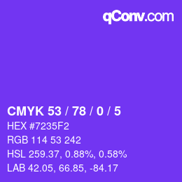 Color code: CMYK 53 / 78 / 0 / 5 | qconv.com