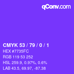 Color code: CMYK 53 / 79 / 0 / 1 | qconv.com