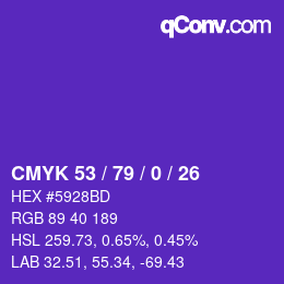 Color code: CMYK 53 / 79 / 0 / 26 | qconv.com