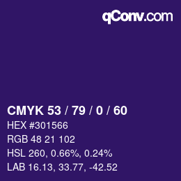 Color code: CMYK 53 / 79 / 0 / 60 | qconv.com