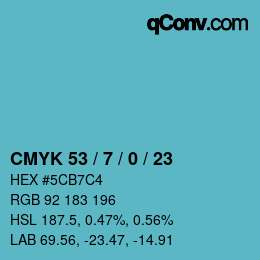 Color code: CMYK 53 / 7 / 0 / 23 | qconv.com