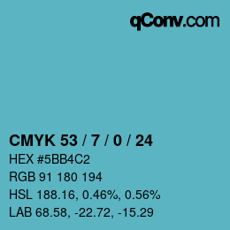 Color code: CMYK 53 / 7 / 0 / 24 | qconv.com