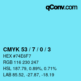 Color code: CMYK 53 / 7 / 0 / 3 | qconv.com