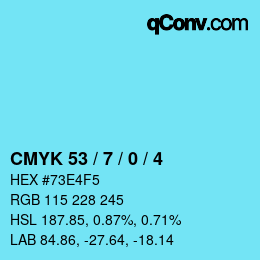 カラーコード: CMYK 53 / 7 / 0 / 4 | qconv.com