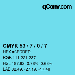 カラーコード: CMYK 53 / 7 / 0 / 7 | qconv.com