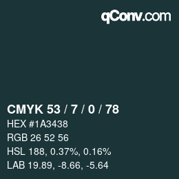 カラーコード: CMYK 53 / 7 / 0 / 78 | qconv.com