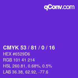 Color code: CMYK 53 / 81 / 0 / 16 | qconv.com