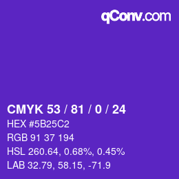 カラーコード: CMYK 53 / 81 / 0 / 24 | qconv.com