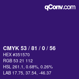 Color code: CMYK 53 / 81 / 0 / 56 | qconv.com
