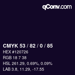 Color code: CMYK 53 / 82 / 0 / 85 | qconv.com