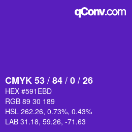 カラーコード: CMYK 53 / 84 / 0 / 26 | qconv.com