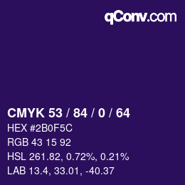 Color code: CMYK 53 / 84 / 0 / 64 | qconv.com