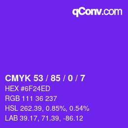 カラーコード: CMYK 53 / 85 / 0 / 7 | qconv.com
