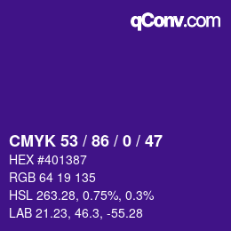 Color code: CMYK 53 / 86 / 0 / 47 | qconv.com