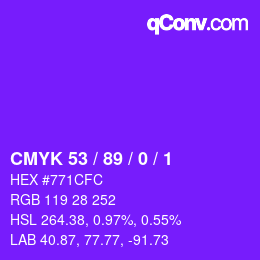 カラーコード: CMYK 53 / 89 / 0 / 1 | qconv.com