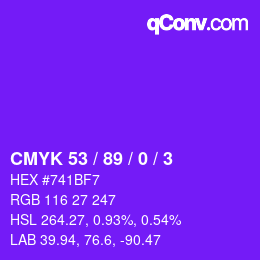 カラーコード: CMYK 53 / 89 / 0 / 3 | qconv.com