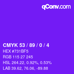 Color code: CMYK 53 / 89 / 0 / 4 | qconv.com