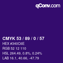 Color code: CMYK 53 / 89 / 0 / 57 | qconv.com