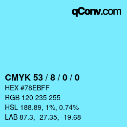 カラーコード: CMYK 53 / 8 / 0 / 0 | qconv.com