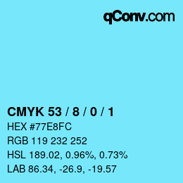 Color code: CMYK 53 / 8 / 0 / 1 | qconv.com