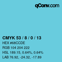 颜色代码: CMYK 53 / 8 / 0 / 13 | qconv.com