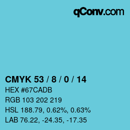 Color code: CMYK 53 / 8 / 0 / 14 | qconv.com