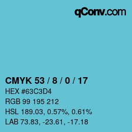 Color code: CMYK 53 / 8 / 0 / 17 | qconv.com